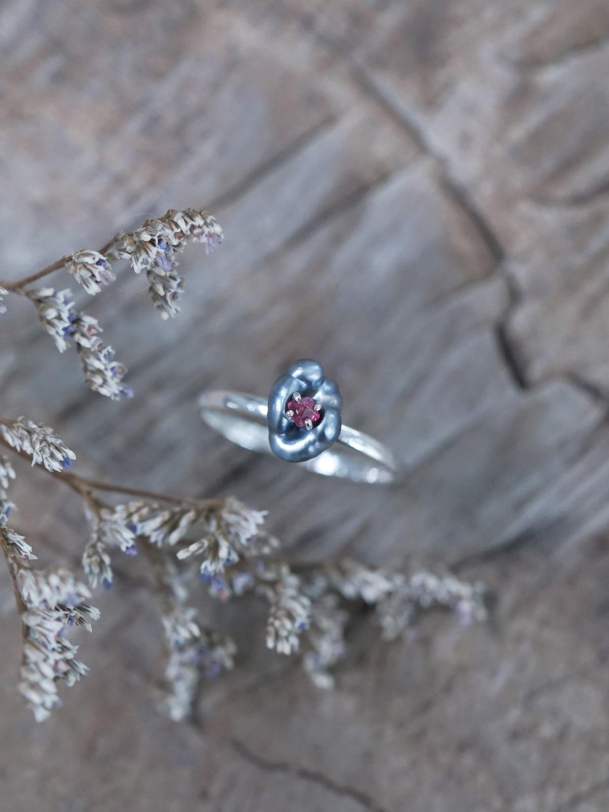 Asteroid Pearl and Spinel Crystal Ring - Gardens of the Sun | Ethical Jewelry