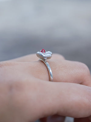 Asteroid Pearl and Spinel Crystal Ring - Gardens of the Sun | Ethical Jewelry