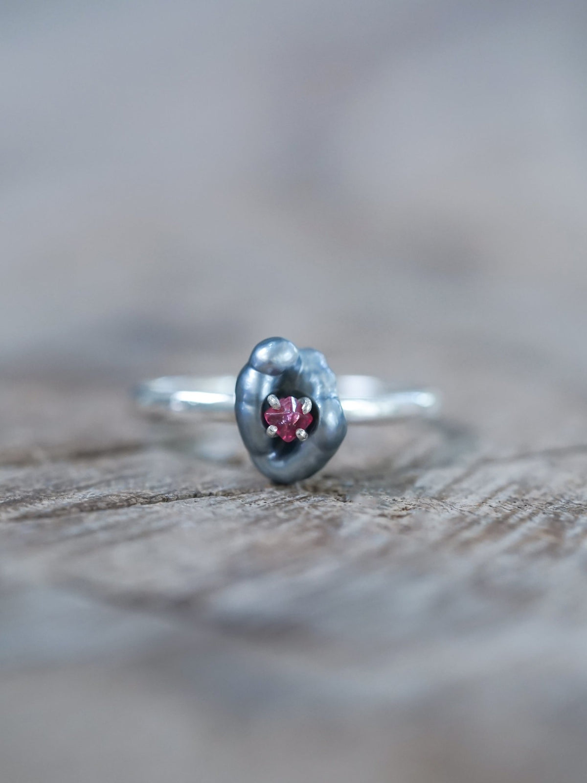 Asteroid Pearl and Spinel Crystal Ring - Gardens of the Sun | Ethical Jewelry