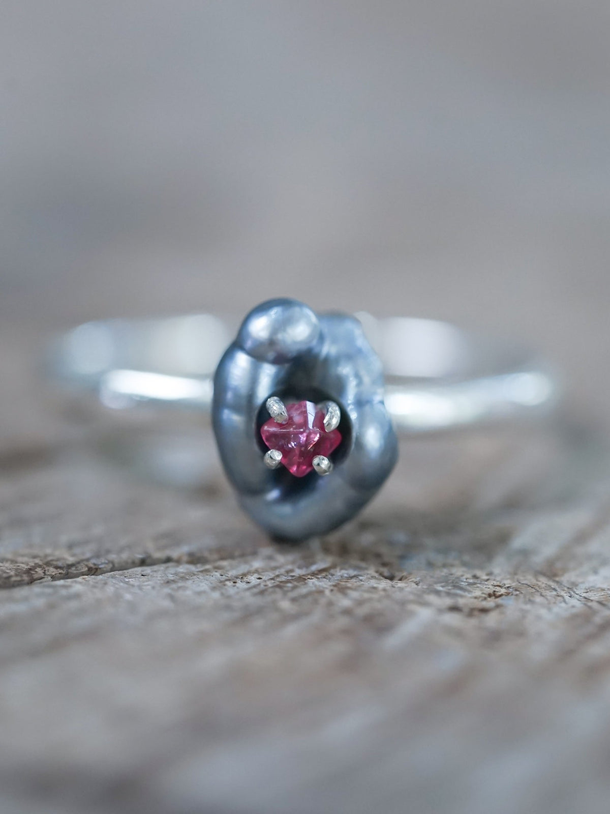 Asteroid Pearl and Spinel Crystal Ring - Gardens of the Sun | Ethical Jewelry