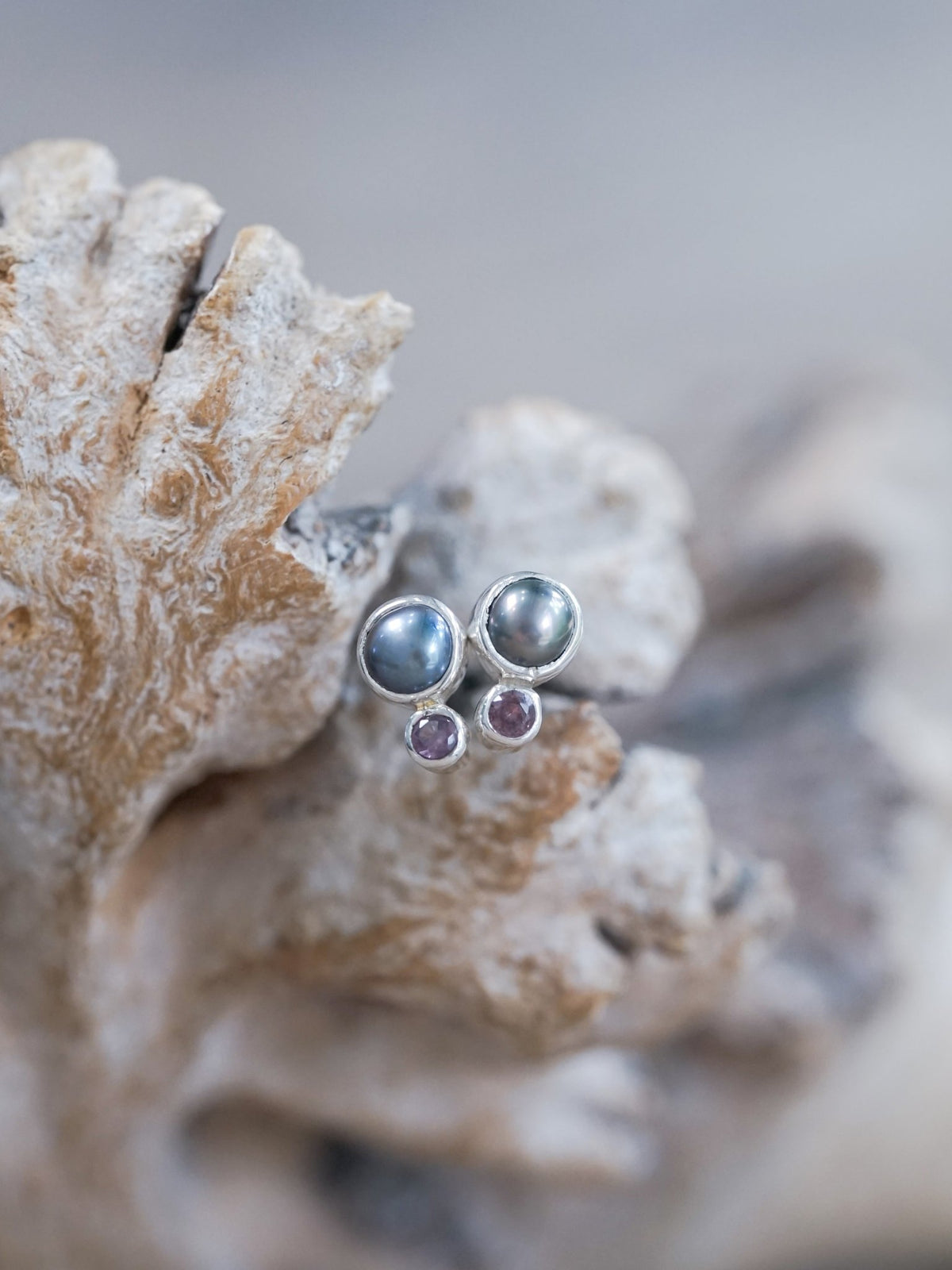 Asteroid Pearl and Spinel Earrings - Gardens of the Sun | Ethical Jewelry