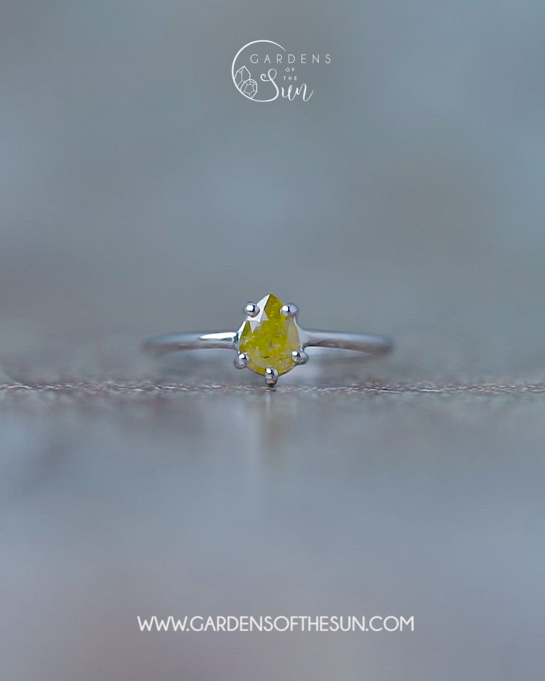 Yellow Pear Diamond Ring in White Gold - Gardens of the Sun | Ethical Jewelry