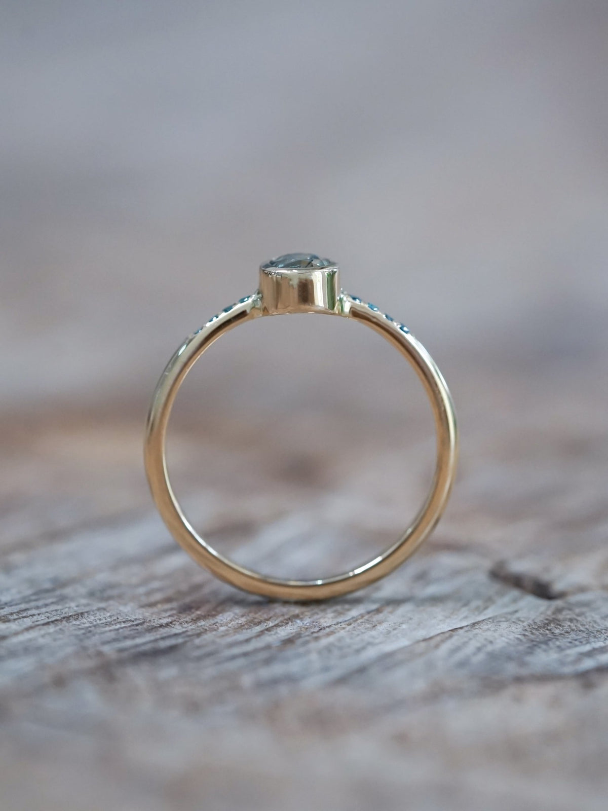 Bicolor Sapphire and Blue Diamond Ring in Ethical Gold - Gardens of the Sun | Ethical Jewelry