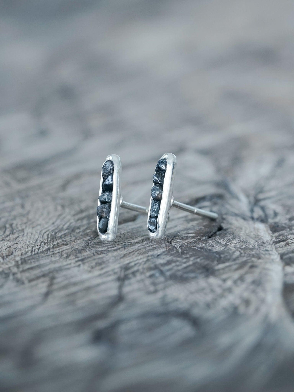 Black Hematite Earrings with Hidden Gems - Gardens of the Sun | Ethical Jewelry