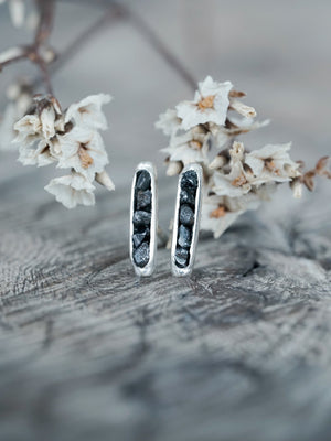 Black Hematite Earrings with Hidden Gems - Gardens of the Sun | Ethical Jewelry