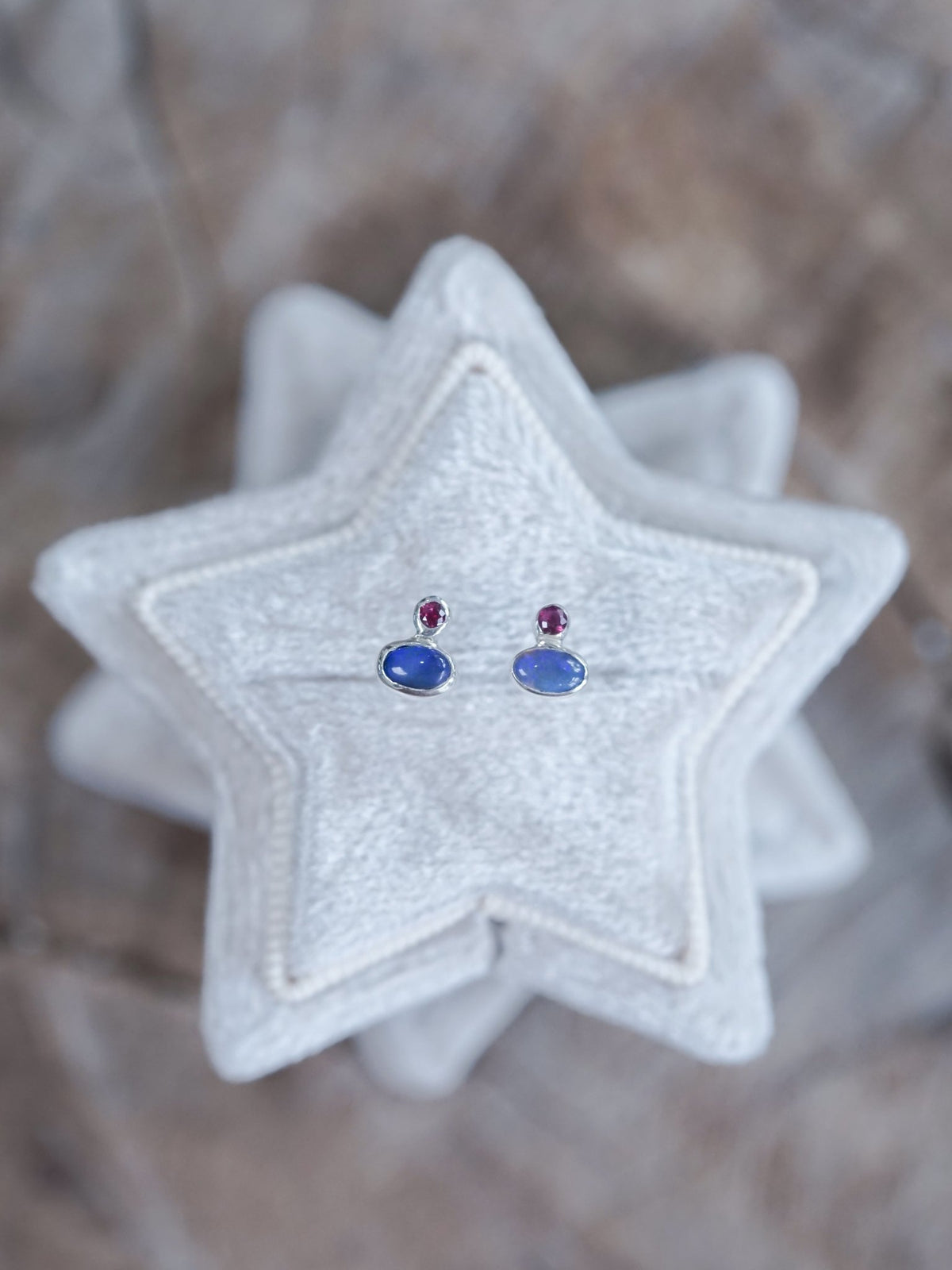 Black Opal and Ruby Earrings - Gardens of the Sun | Ethical Jewelry