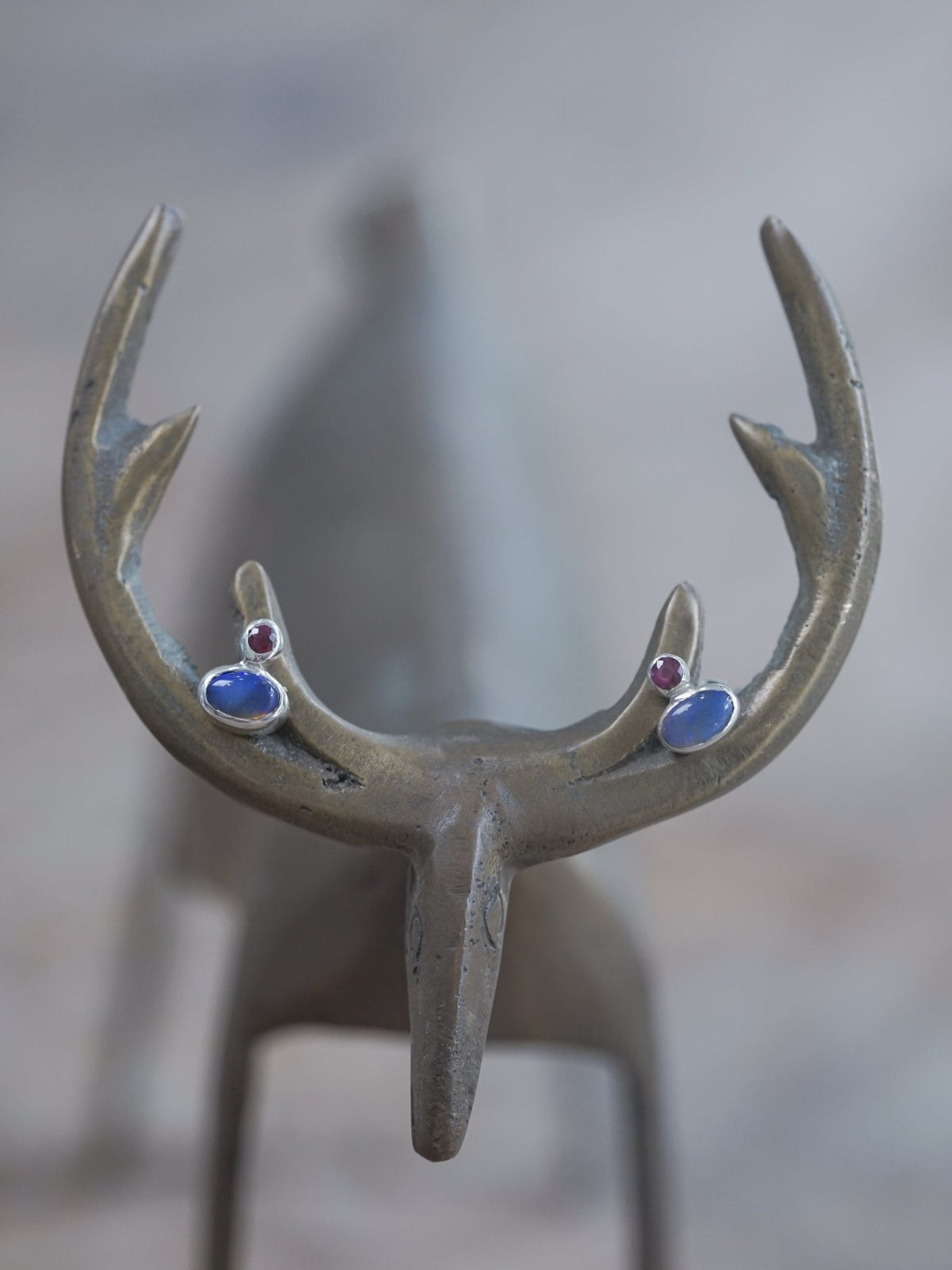 Black Opal and Ruby Earrings - Gardens of the Sun | Ethical Jewelry