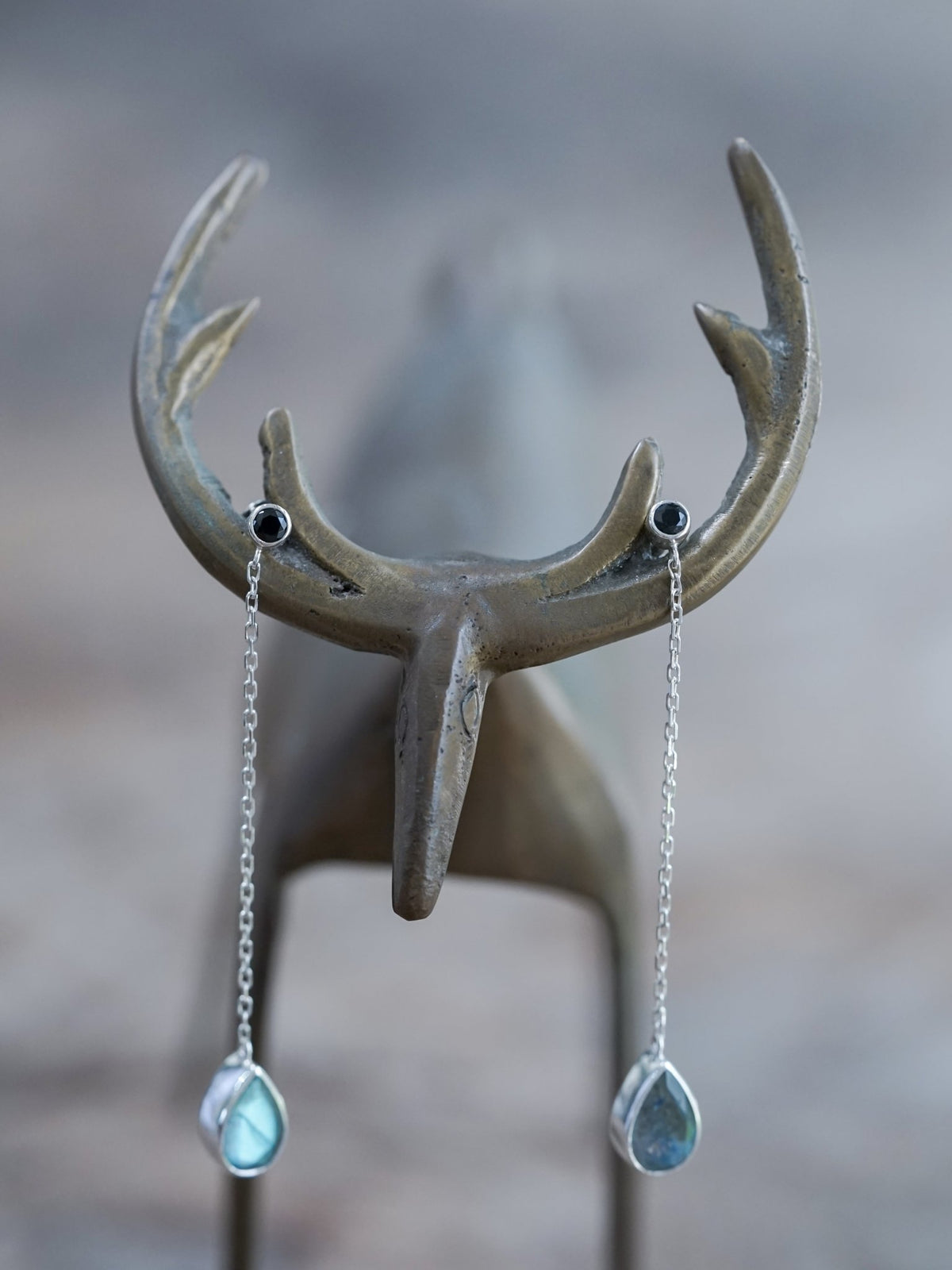 Black Spinel and Labradorite Earrings - Gardens of the Sun | Ethical Jewelry