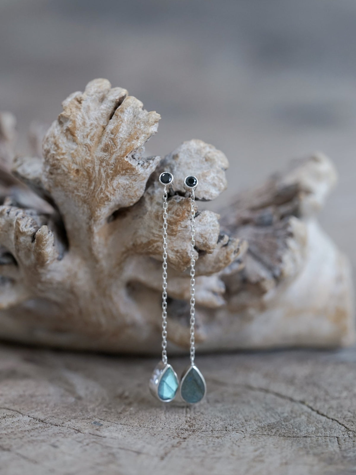 Black Spinel and Labradorite Earrings - Gardens of the Sun | Ethical Jewelry