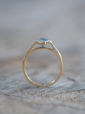 Blue Hexagon Sapphire Ring in Ethical Gold - Gardens of the Sun | Ethical Jewelry