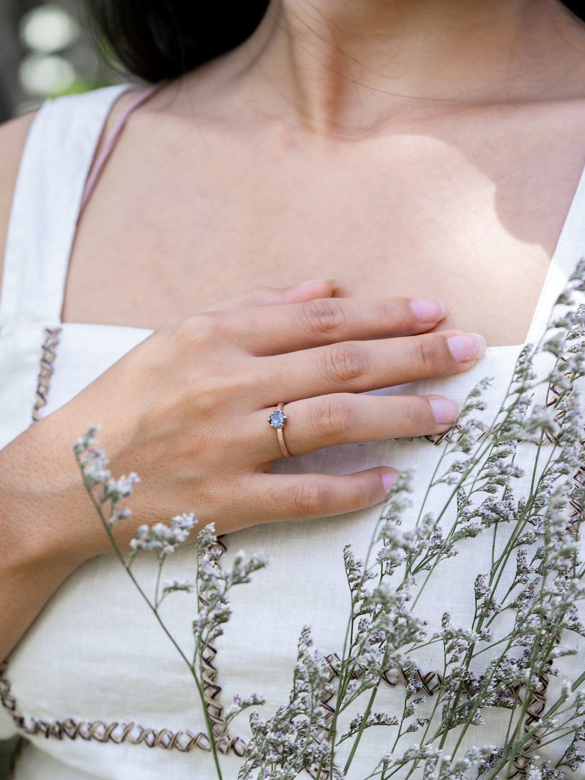 Blue Spinel Ring in Ethical Rose Gold - Gardens of the Sun | Ethical Jewelry