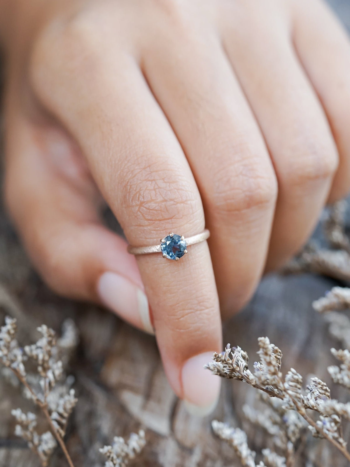 Blue Spinel Ring in Ethical Rose Gold - Gardens of the Sun | Ethical Jewelry