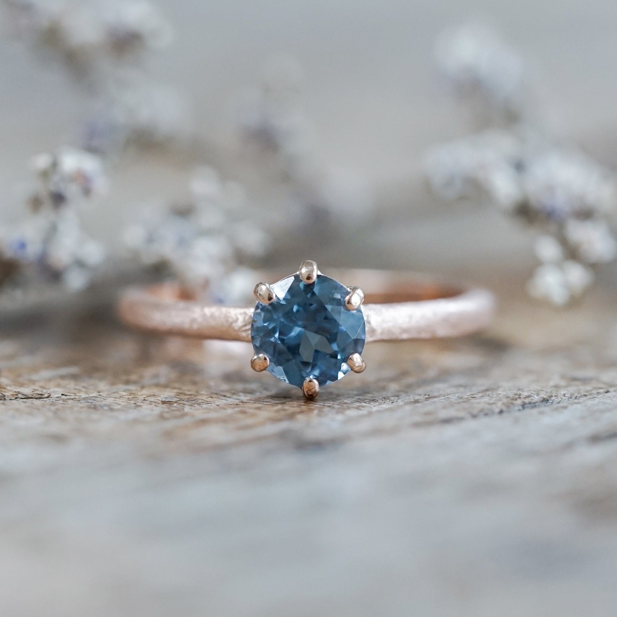rose gold engagement rings with sapphire