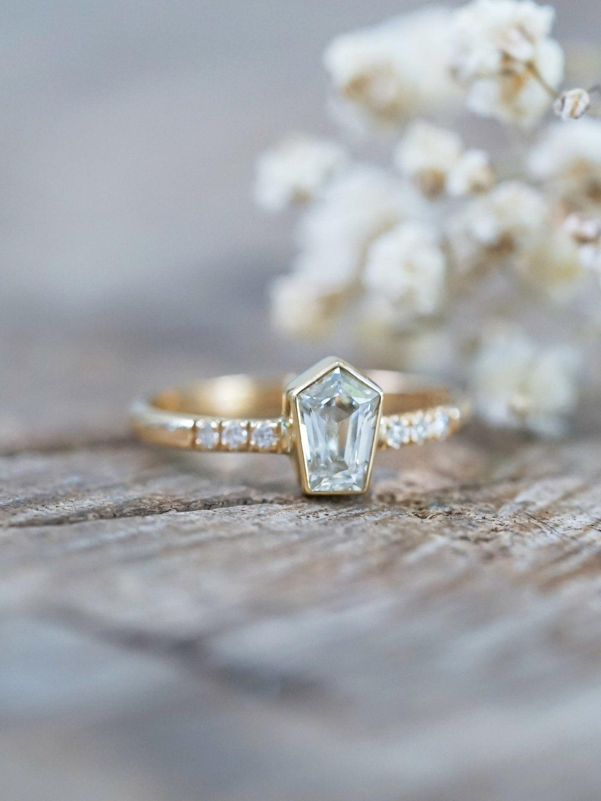 Borneo Pentagon Diamond Ring in Yellow Gold - Gardens of the Sun | Ethical Jewelry