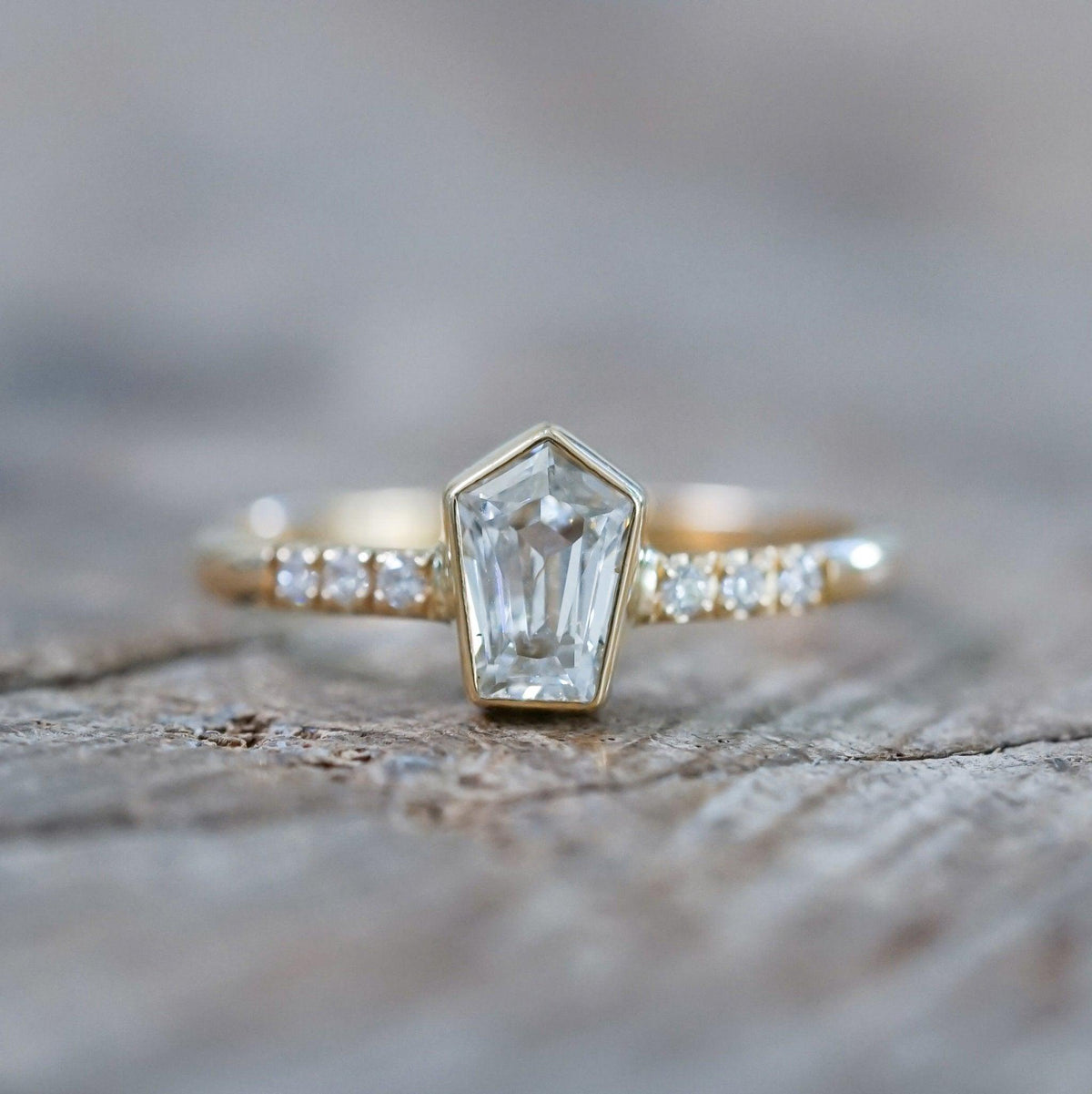 Borneo Pentagon Diamond Ring in Yellow Gold - Gardens of the Sun | Ethical Jewelry