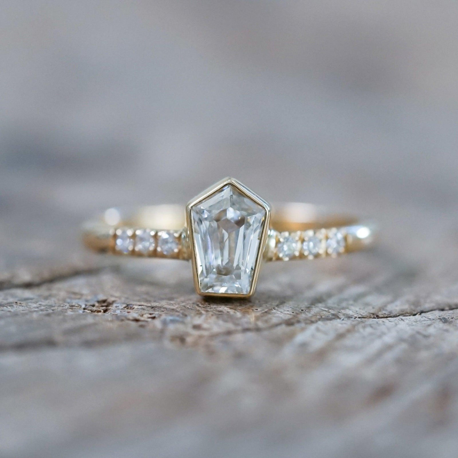 Borneo Pentagon Diamond Ring in Yellow Gold - Gardens of the Sun | Ethical Jewelry