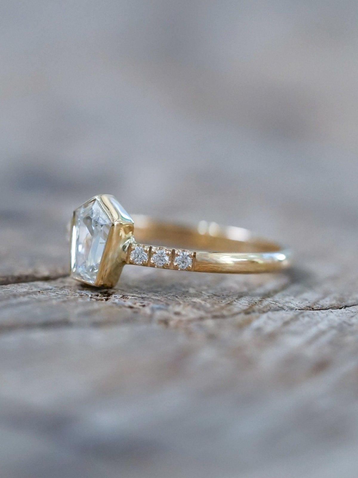 Borneo Pentagon Diamond Ring in Yellow Gold - Gardens of the Sun | Ethical Jewelry