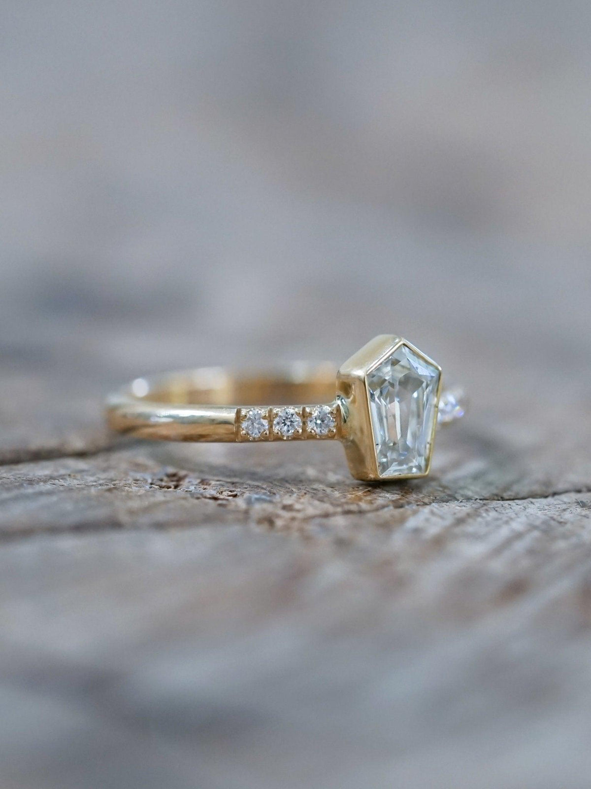 Borneo Pentagon Diamond Ring in Yellow Gold - Gardens of the Sun | Ethical Jewelry