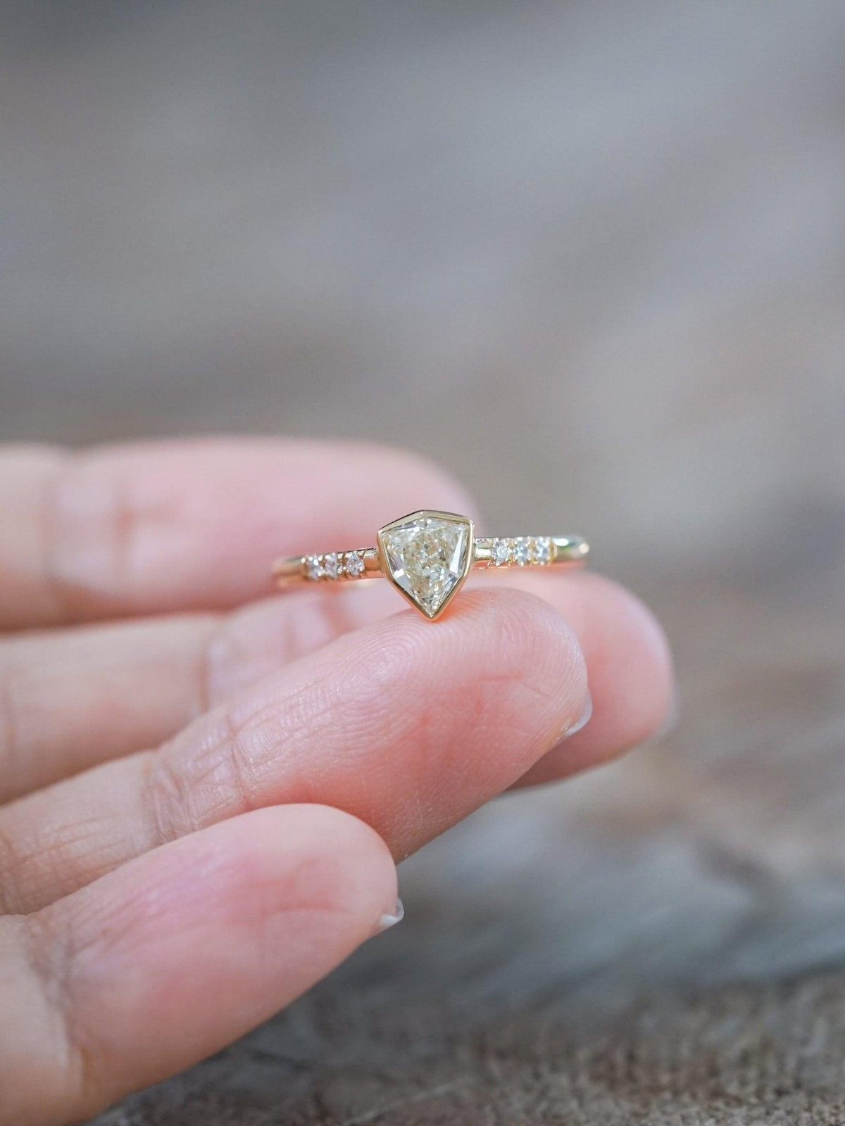 Borneo Shield Diamond Ring in Yellow Gold - Gardens of the Sun | Ethical Jewelry