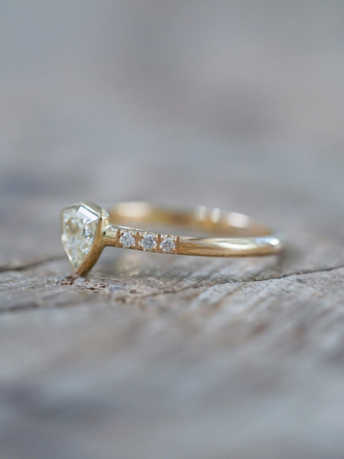 Borneo Shield Diamond Ring in Yellow Gold - Gardens of the Sun | Ethical Jewelry