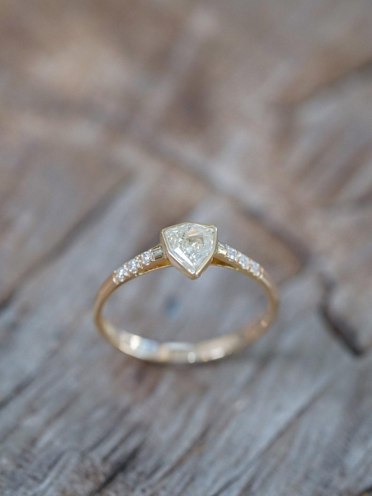 Borneo Shield Diamond Ring in Yellow Gold - Gardens of the Sun | Ethical Jewelry