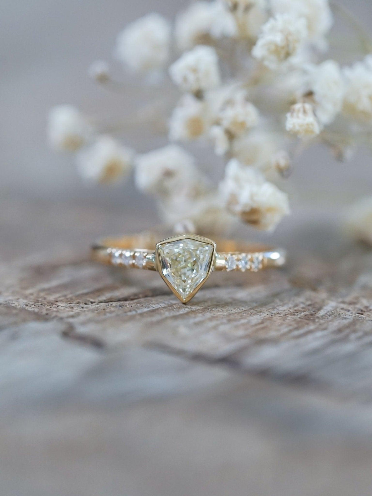 Borneo Shield Diamond Ring in Yellow Gold - Gardens of the Sun | Ethical Jewelry