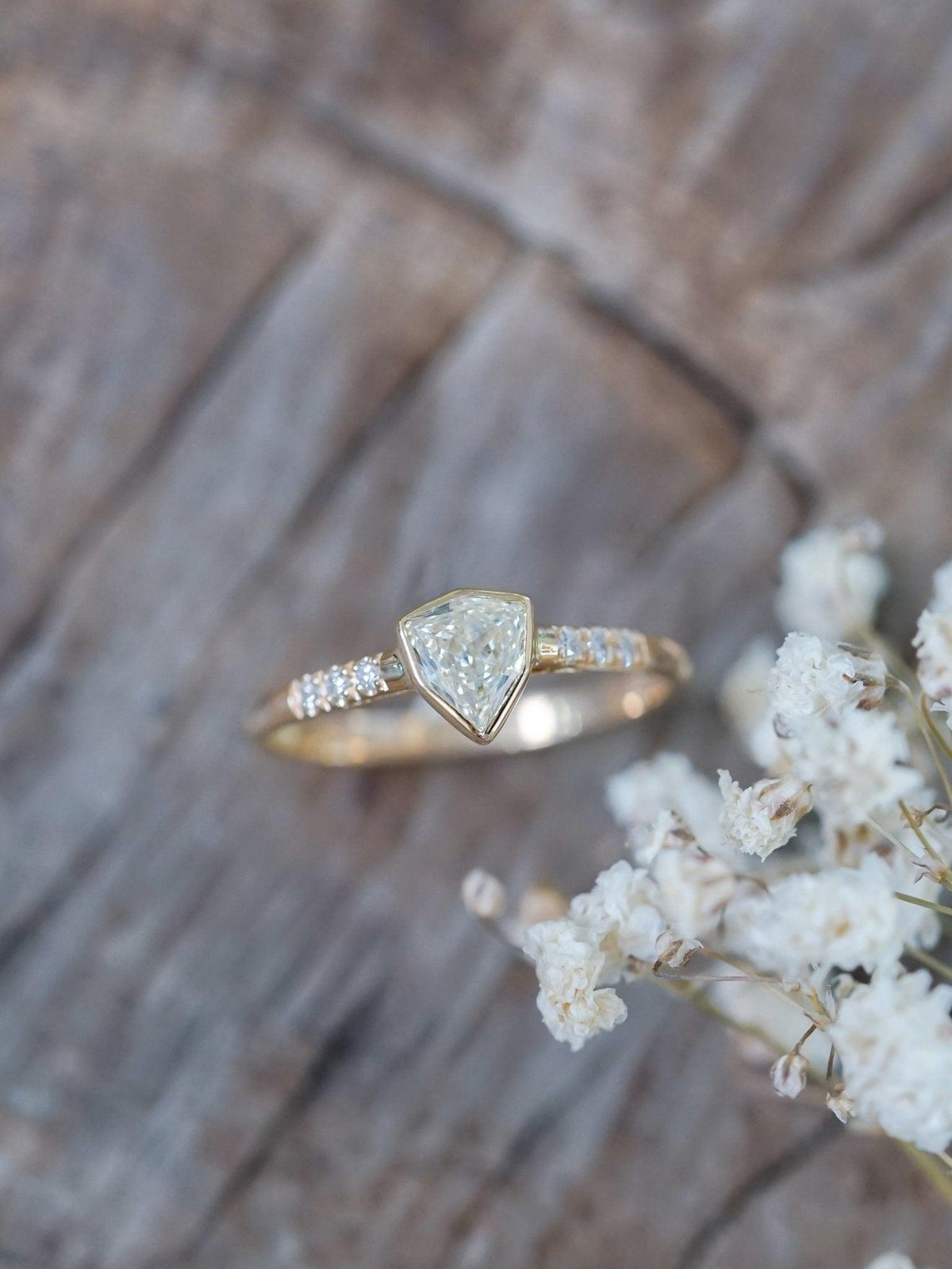 Borneo Shield Diamond Ring in Yellow Gold - Gardens of the Sun | Ethical Jewelry