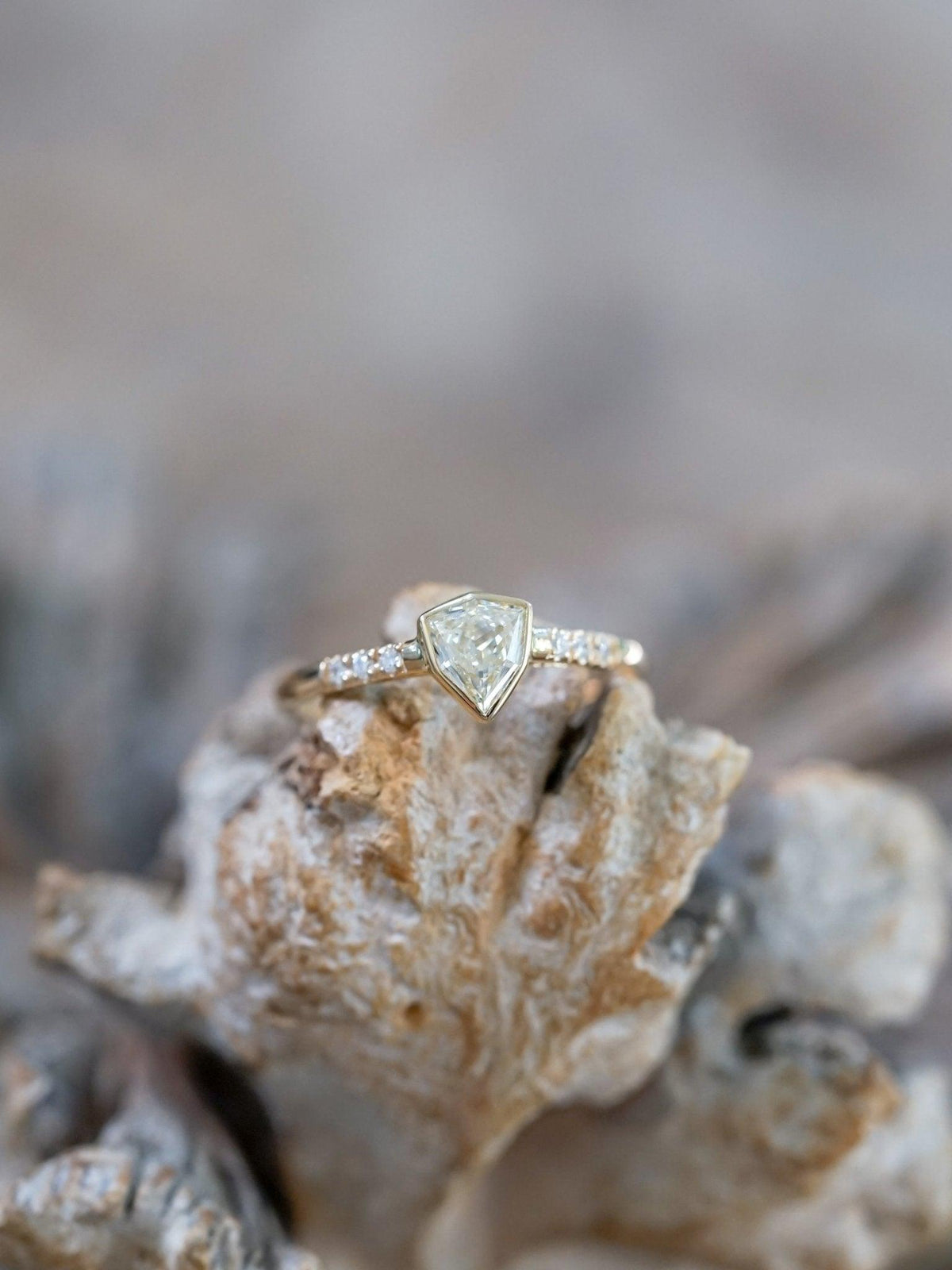 Borneo Shield Diamond Ring in Yellow Gold - Gardens of the Sun | Ethical Jewelry