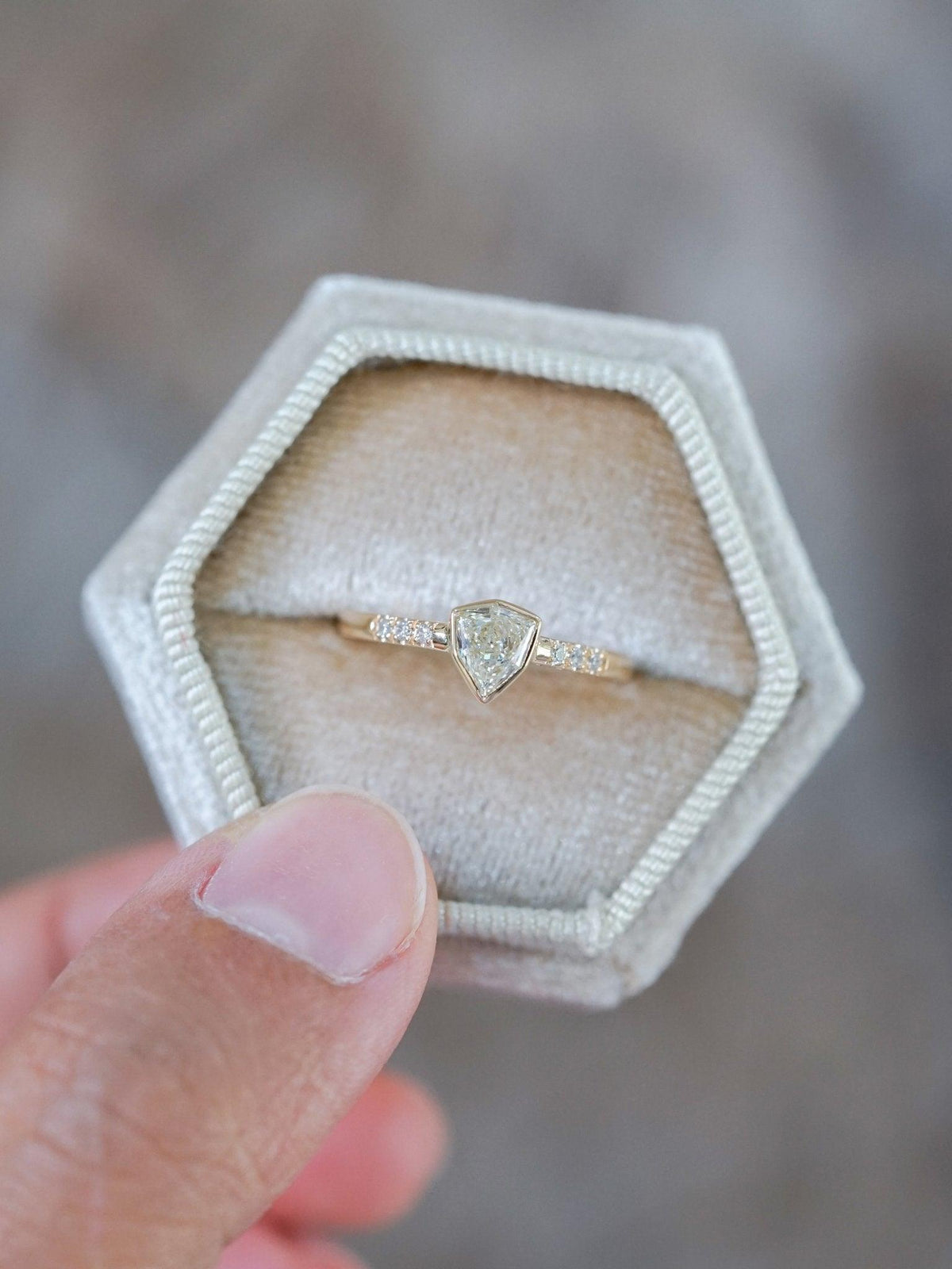 Borneo Shield Diamond Ring in Yellow Gold - Gardens of the Sun | Ethical Jewelry