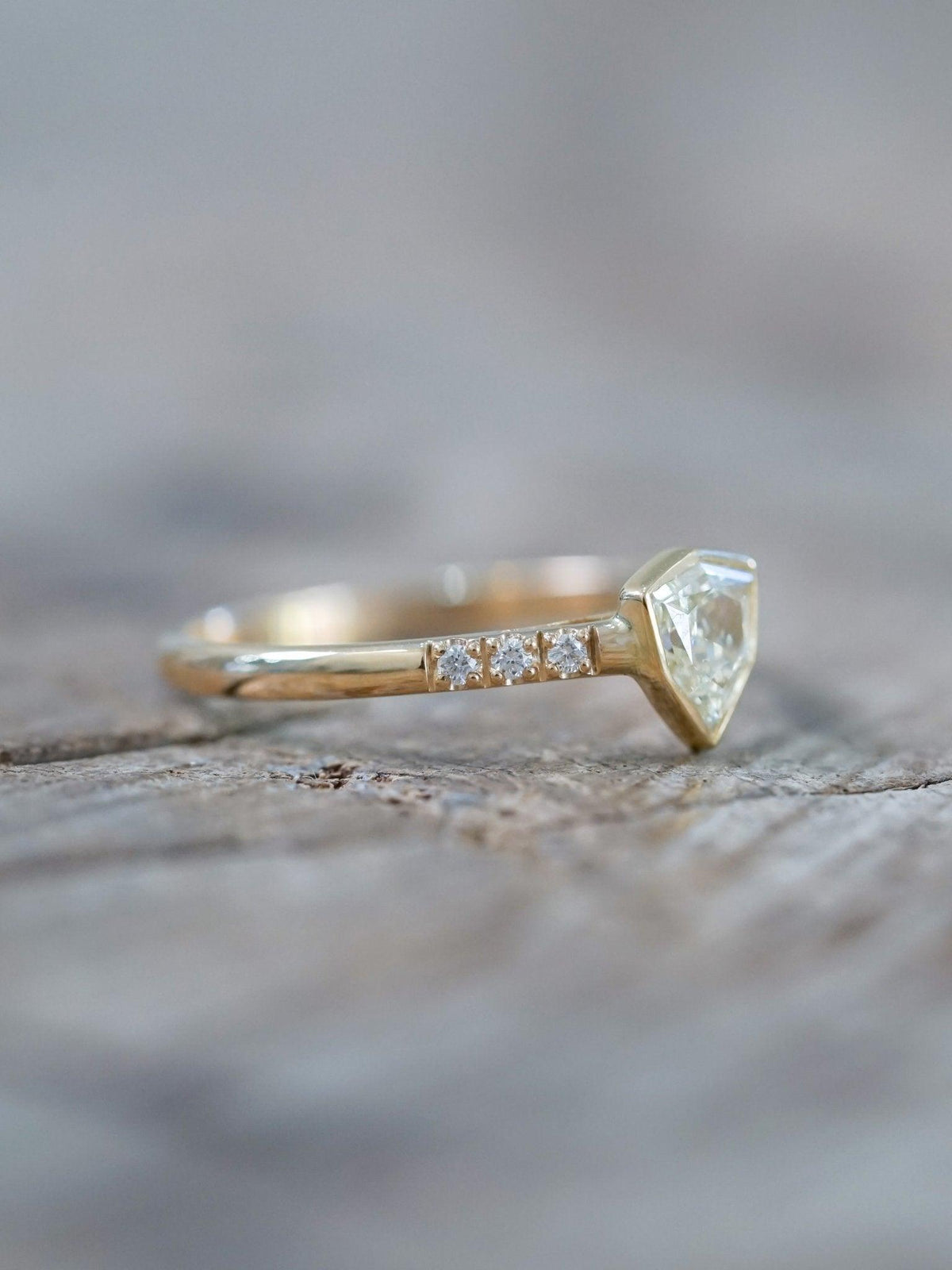 Borneo Shield Diamond Ring in Yellow Gold - Gardens of the Sun | Ethical Jewelry