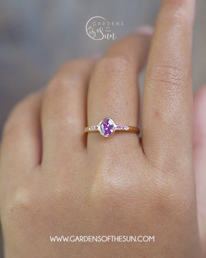Oval Pink Sapphire Ring in Rose Gold