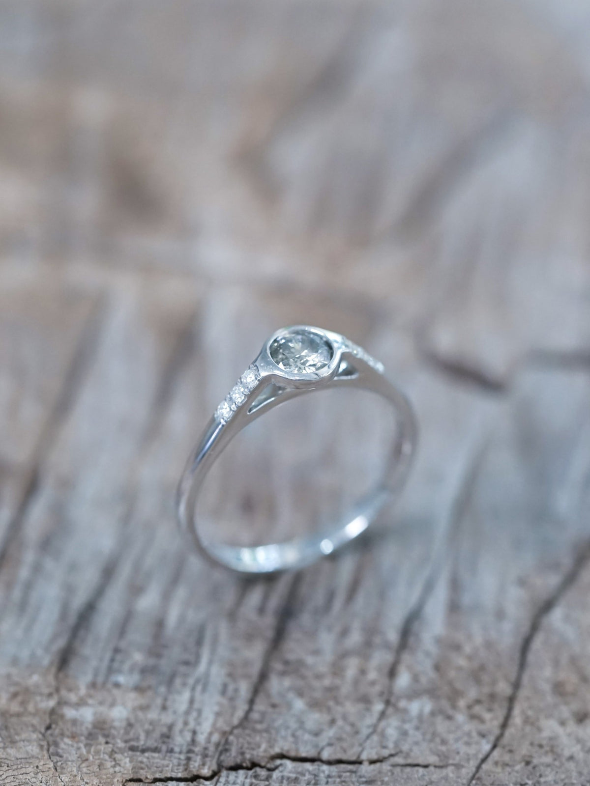 Champagne and Pepper Diamond Ring in White Gold - Gardens of the Sun | Ethical Jewelry