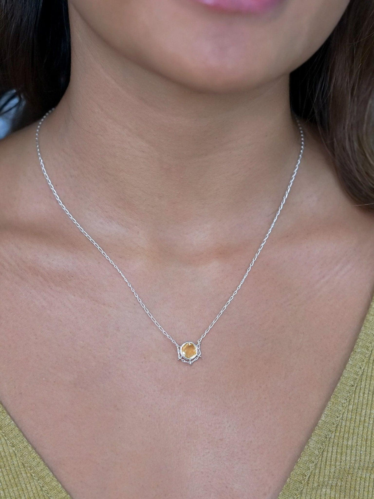 checkerboard citrine necklace pendant