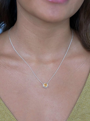checkerboard citrine necklace pendant