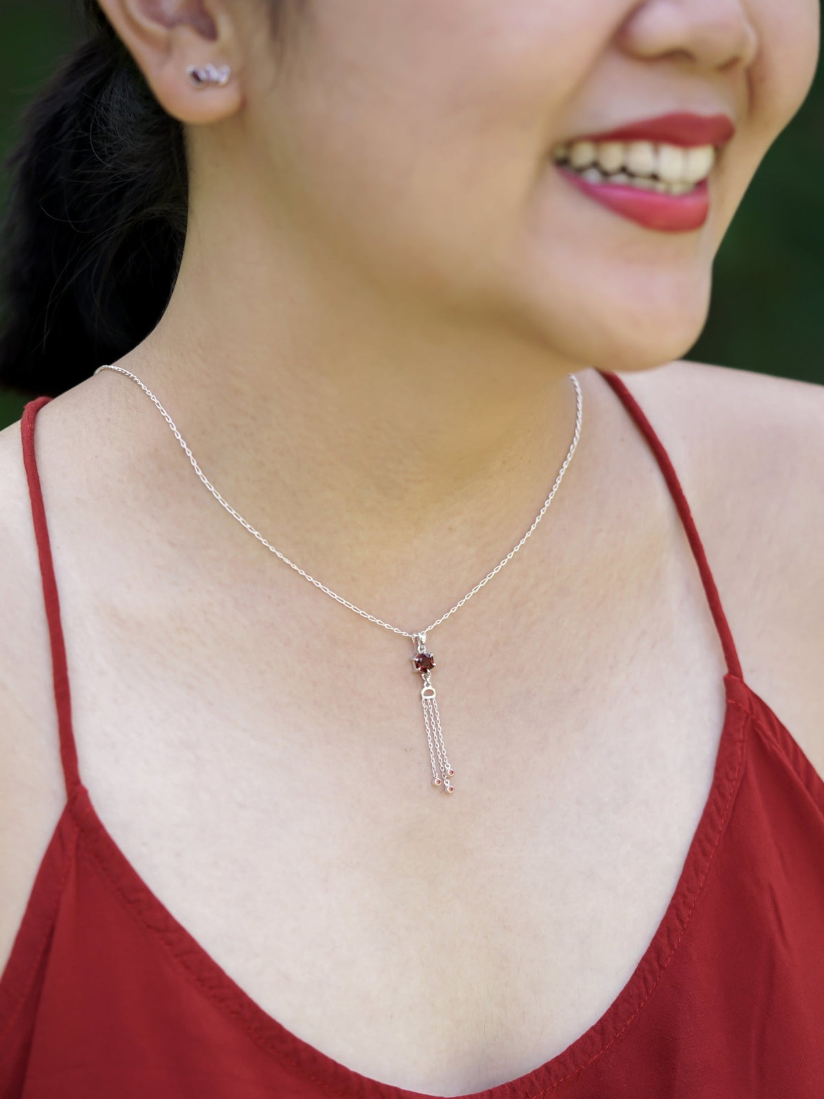 Chinese Knot Garnet Pendant Necklace - Gardens of the Sun | Ethical Jewelry
