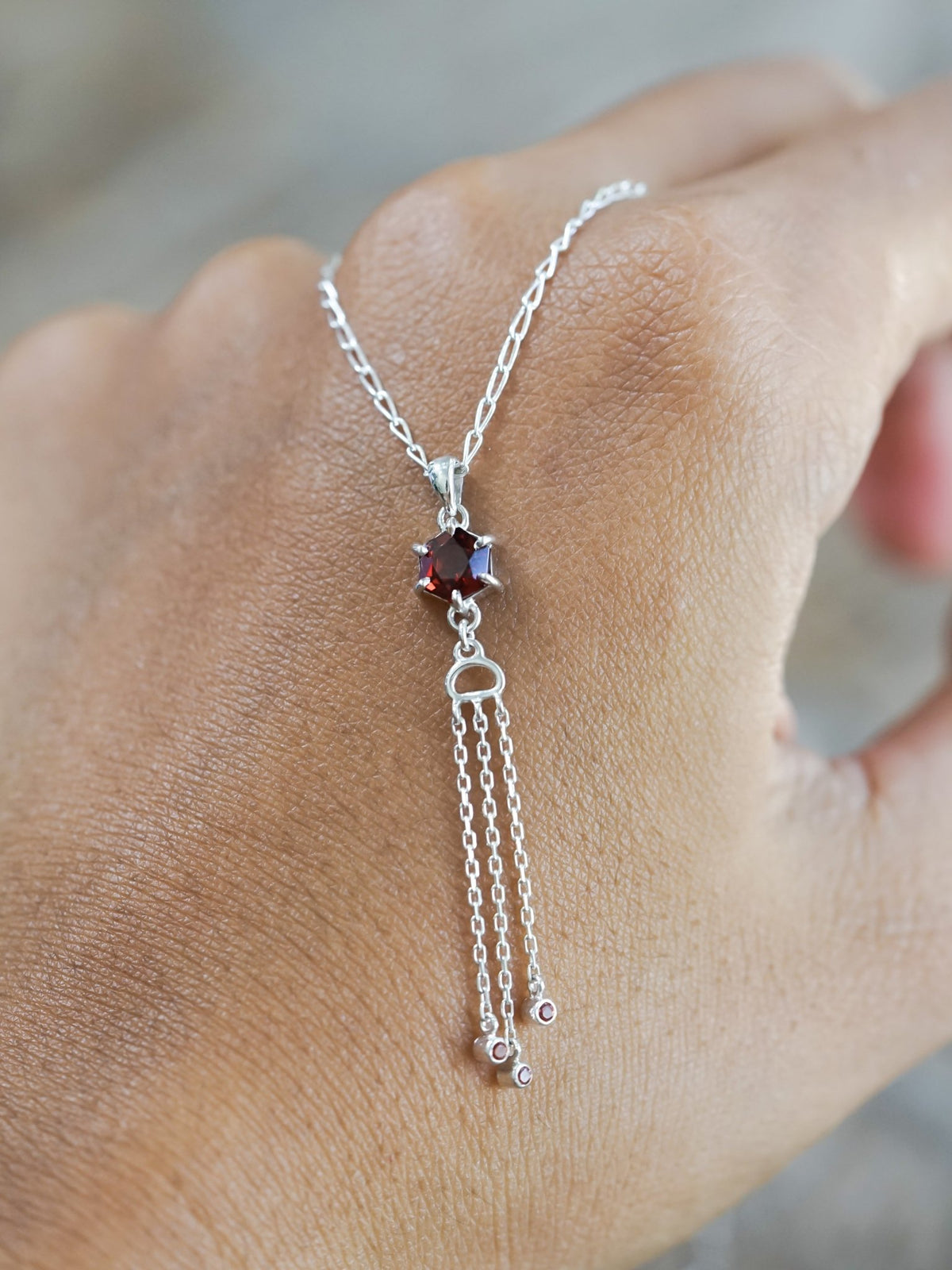 Chinese Knot Garnet Pendant Necklace - Gardens of the Sun | Ethical Jewelry