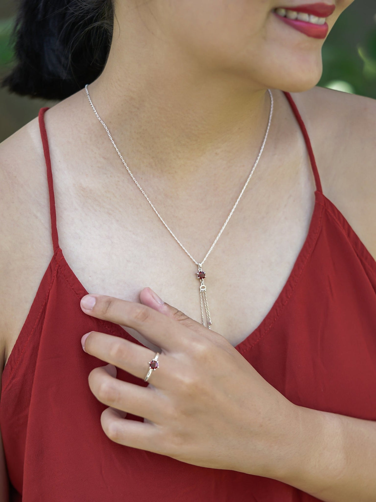 Chinese Knot Garnet Pendant Necklace - Gardens of the Sun | Ethical Jewelry