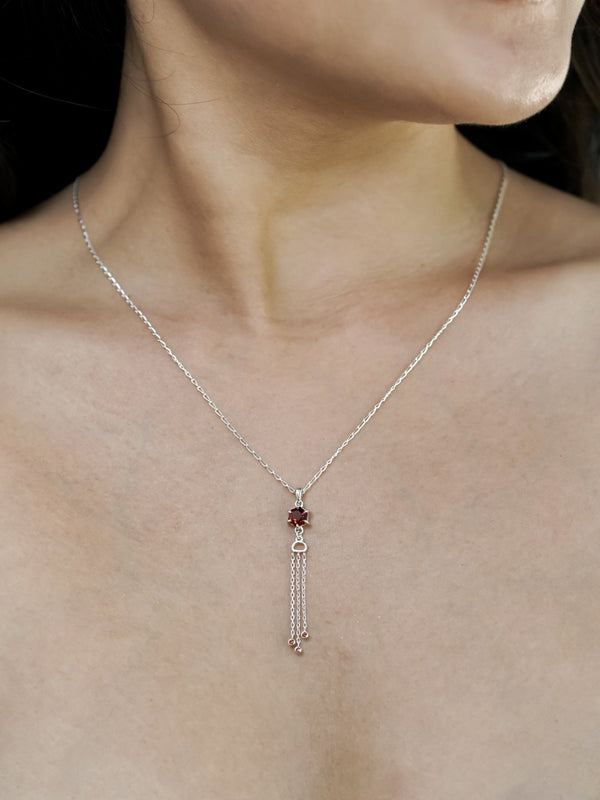 Chinese Knot Garnet Pendant Necklace