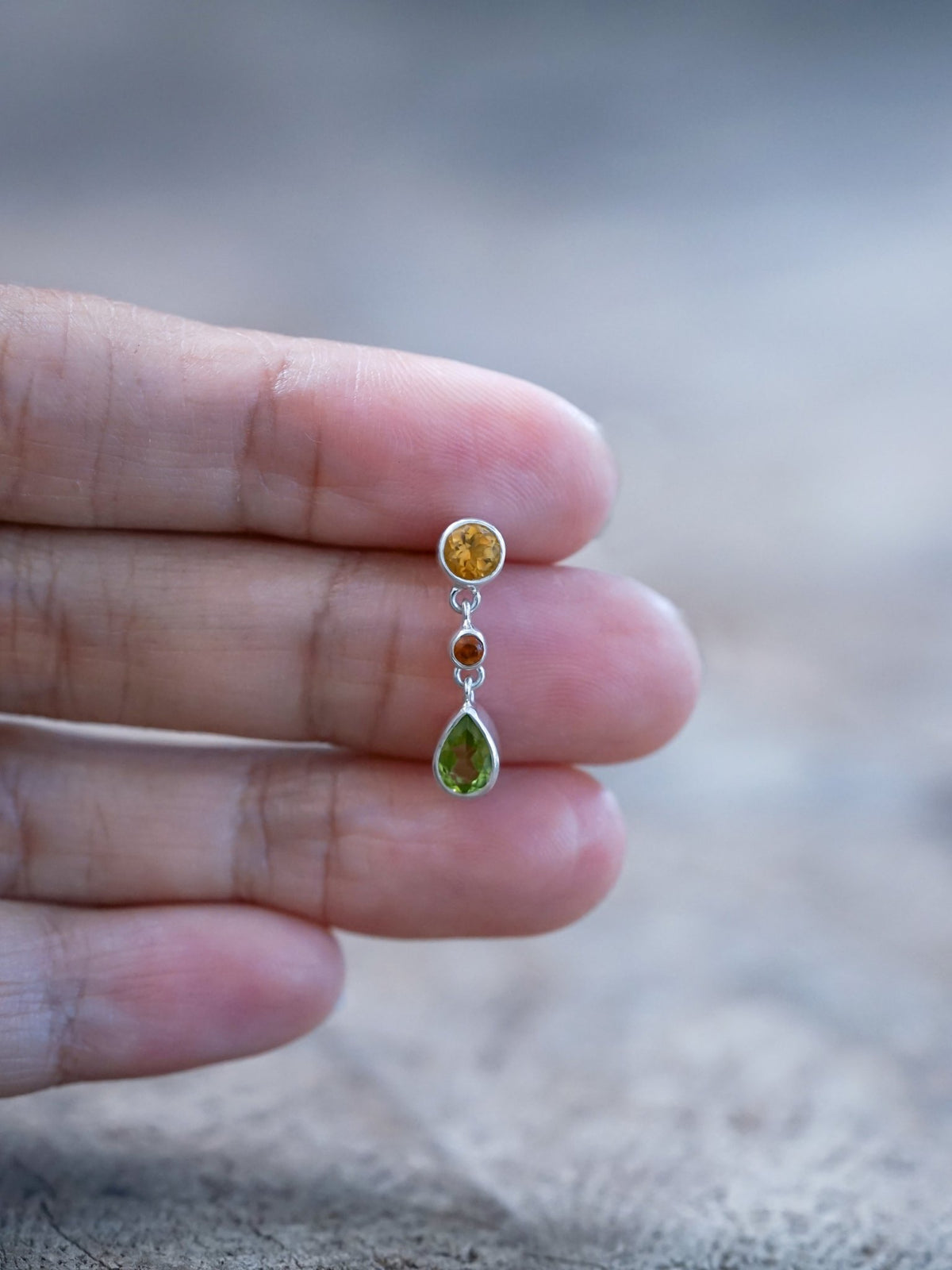 Citrine, Garnet and Peridot Dangling Earrings - Gardens of the Sun | Ethical Jewelry