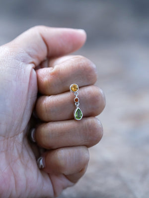 Citrine, Garnet and Peridot Dangling Earrings - Gardens of the Sun | Ethical Jewelry