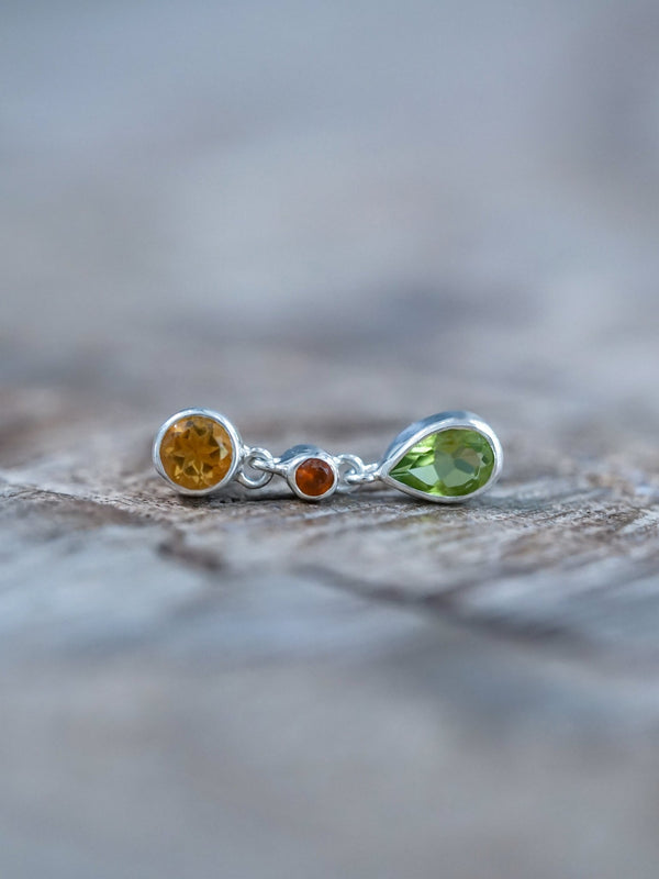 Citrine, Garnet and Peridot Dangling Earrings