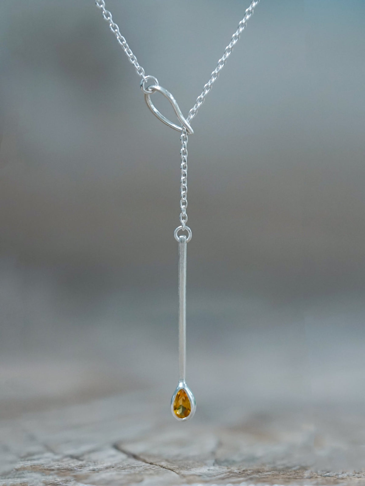 Citrine Matchstick Lariat Necklace - Gardens of the Sun | Ethical Jewelry