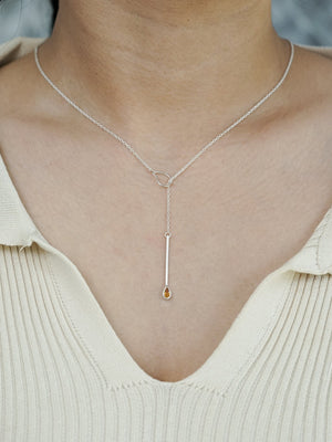 Citrine Matchstick Lariat Necklace - Gardens of the Sun | Ethical Jewelry