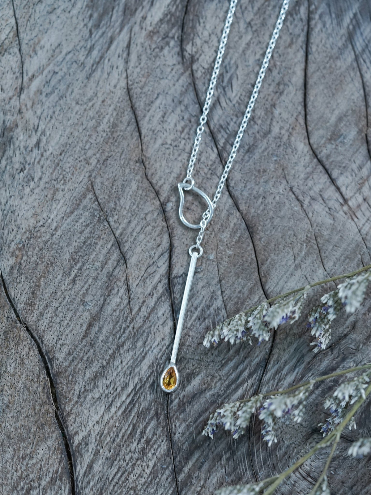Citrine Matchstick Lariat Necklace - Gardens of the Sun | Ethical Jewelry