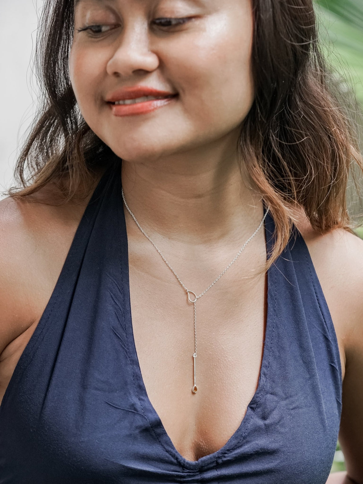 Citrine Matchstick Lariat Necklace - Gardens of the Sun | Ethical Jewelry