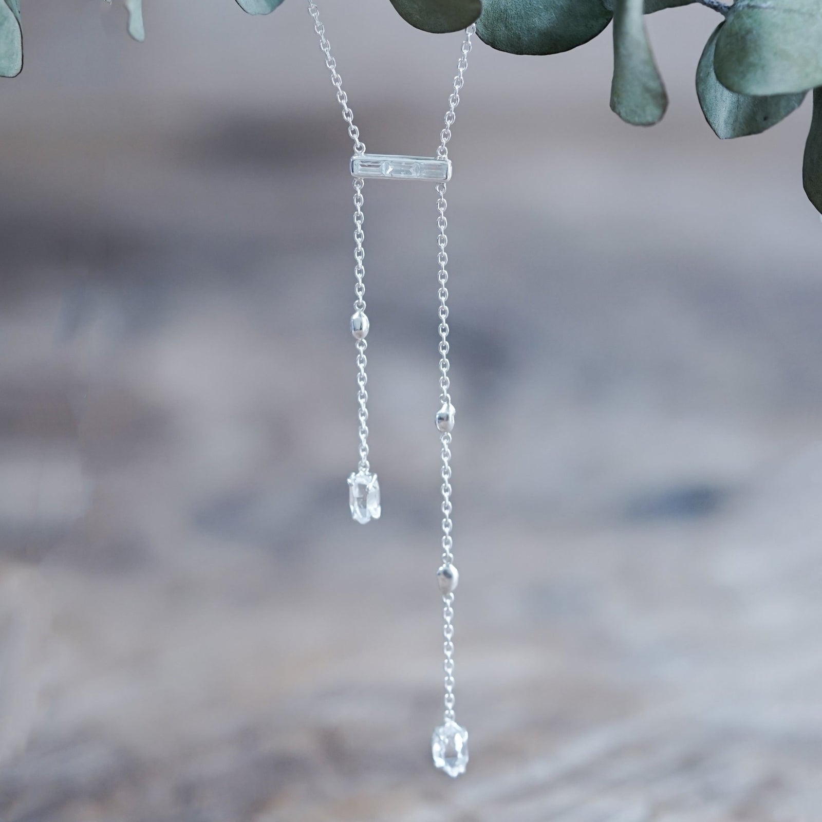 Comet Rain Zircon and Quartz Crystal Necklace - Gardens of the Sun | Ethical Jewelry