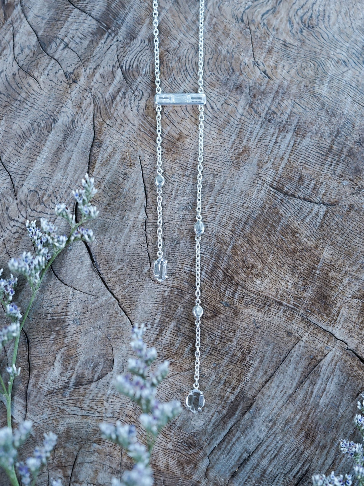 Comet Rain Zircon and Quartz Crystal Necklace - Gardens of the Sun | Ethical Jewelry