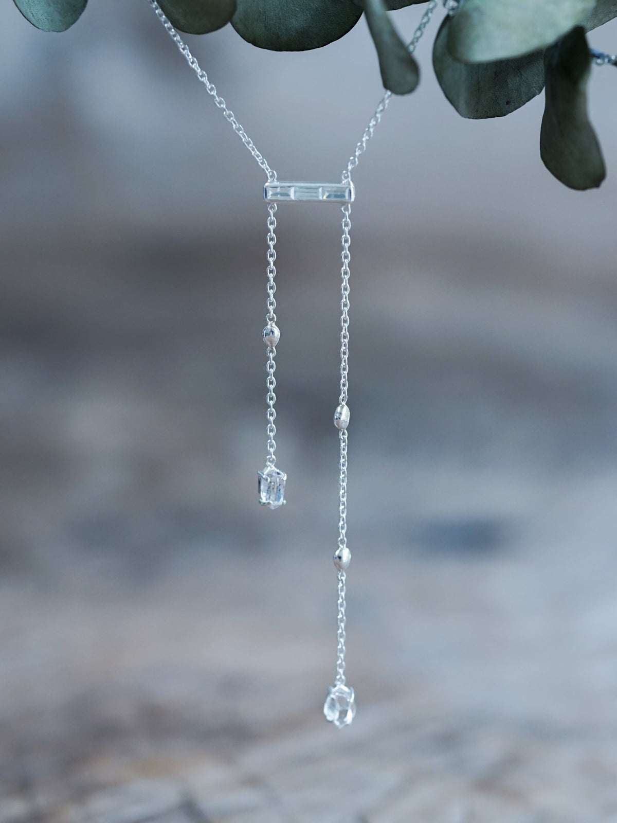Comet Rain Zircon and Quartz Crystal Necklace - Gardens of the Sun | Ethical Jewelry