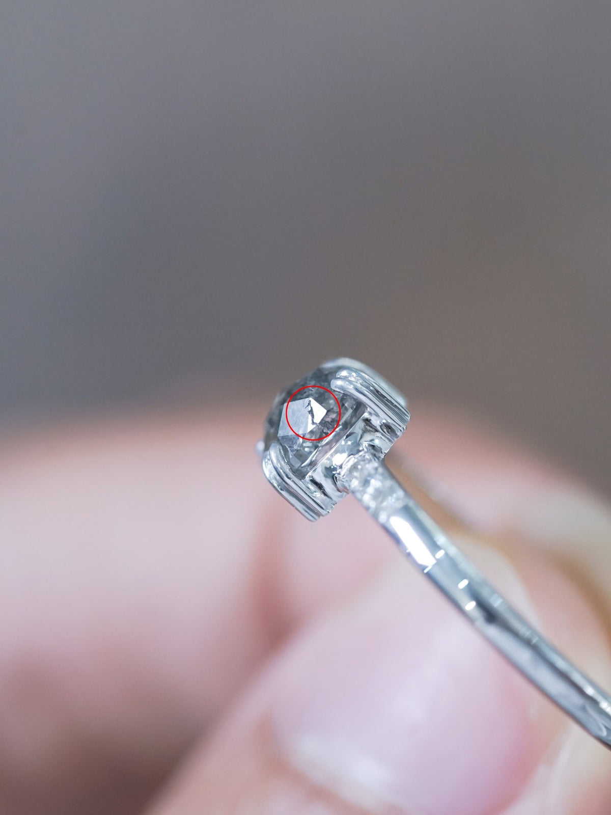 Cushion Cut Salt and Pepper Diamond Ring in White Gold - Gardens of the Sun | Ethical Jewelry