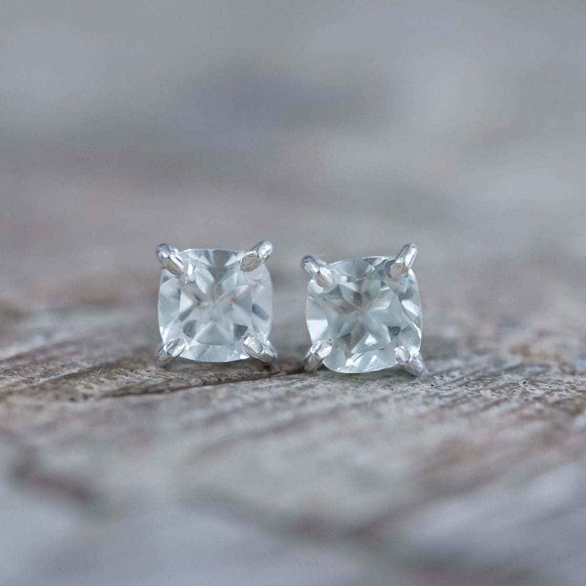 Cushion Green Amethyst Earrings - Gardens of the Sun | Ethical Jewelry